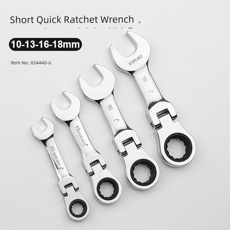 SmartGearPros Short Handle Fast Ratchet Wrench – Dual-Purpose, Labor-Saving, Offset Spanner (10-13mm)