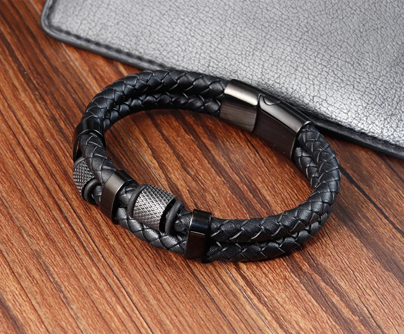 SmartGearPros Men's Rope Bracelet – Stainless Steel Charm Wristband for Style, Strength & Gifting