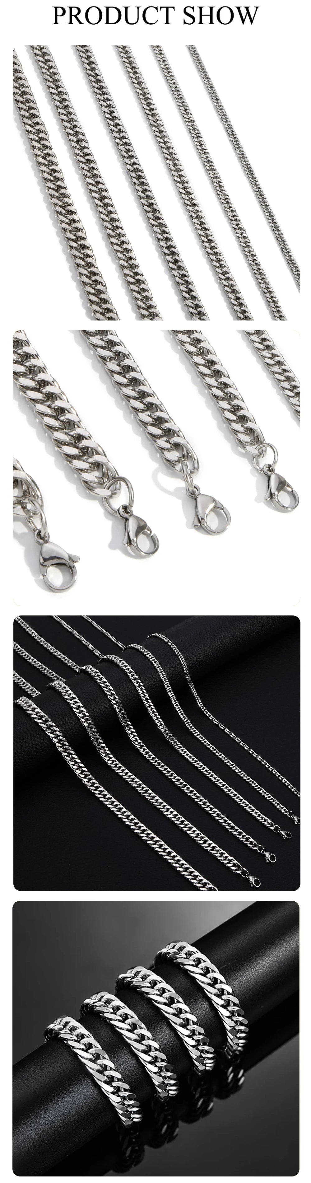 SmartGearPros SmartGearPros Stainless Steel Cuban Link Chain Necklace – Classic Men's & Boys' Chunky Jewelry (4.8mm-9.2mm) – 14 to 30 Inche