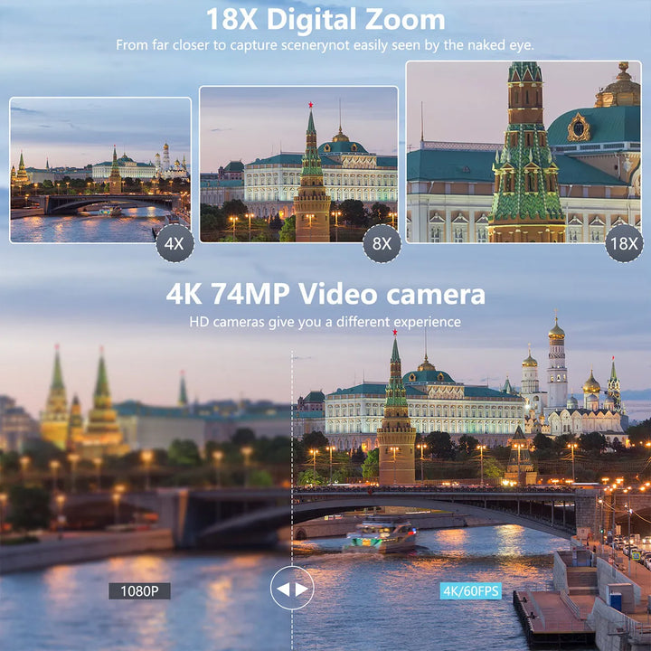 SmartGearPros 75MP Digital Camera – 4K Photography & Video Camera with High-Resolution Imaging