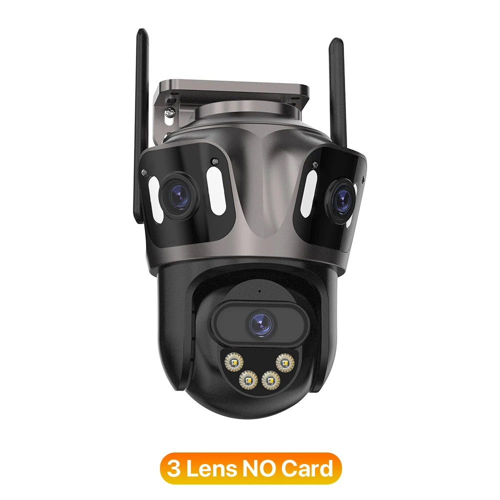 SmartGearPros TriSecure 4K WiFi Camera - AI Motion Tracking 3-Screen Security