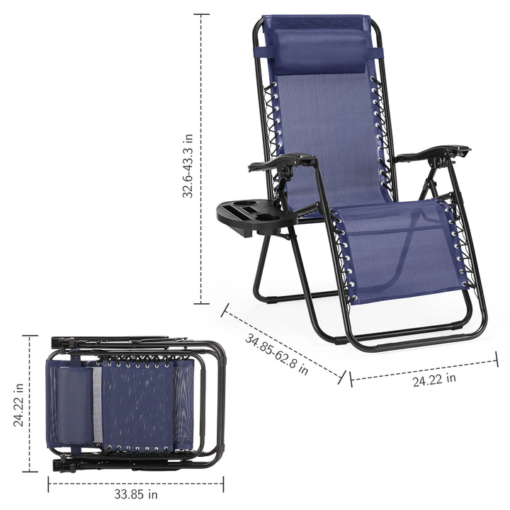 JHK Zero Gravity Recliner Set – 2-Pack Portable Outdoor Lounge Chairs