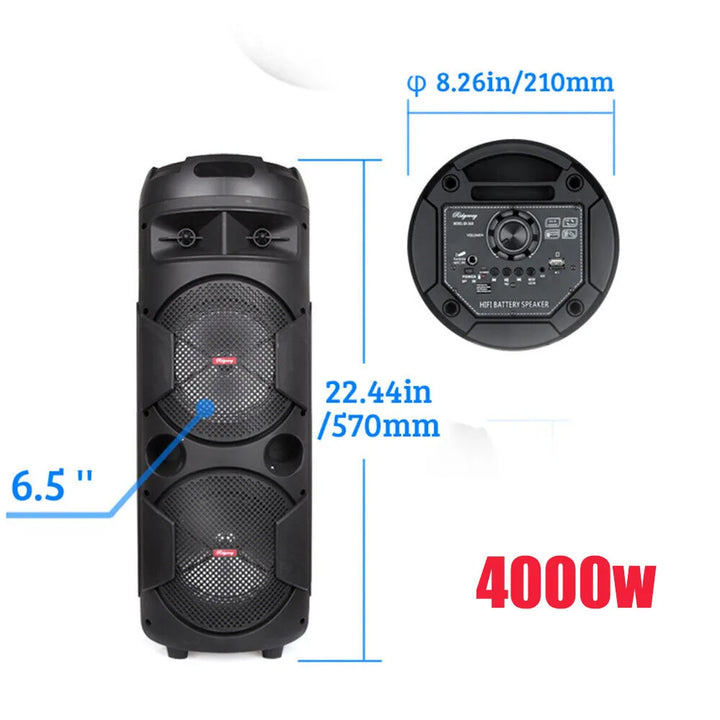 SmartGearPros 6000W Bluetooth Speaker – Portable Subwoofer with Deep Bass, LED Lights & Mic Support