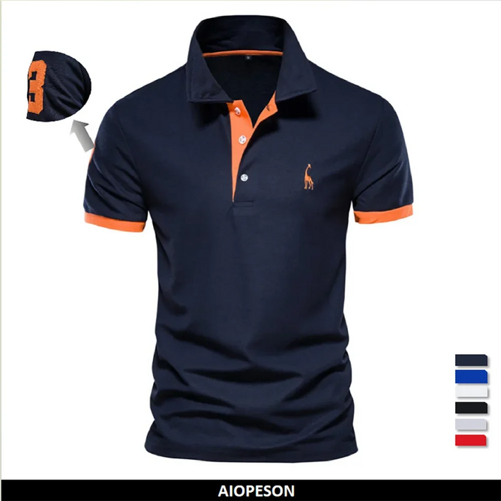 SmartGearPros WildStride Polo – Embroidered Giraffe, Bold Color Blocks & Cool Comfort