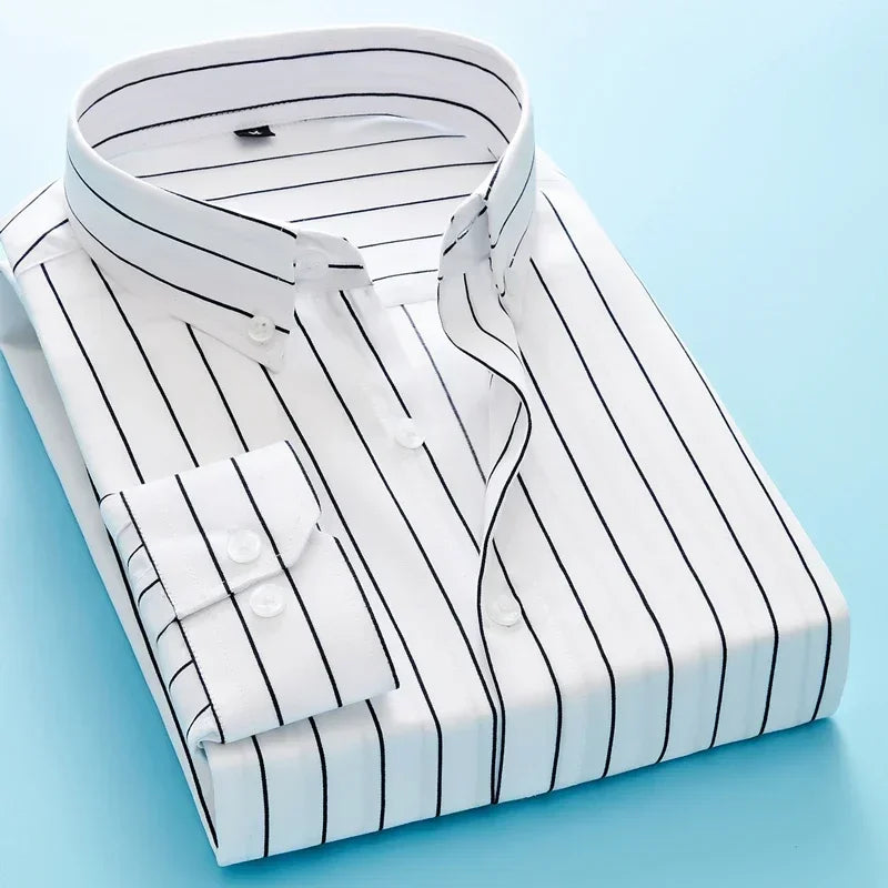 Men's striped dress shirt image angle 31