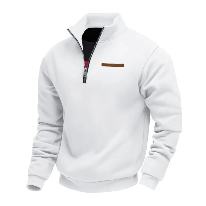 Men's Heavy Fleece Sweater - Half-Zip Stand Collar Pullover