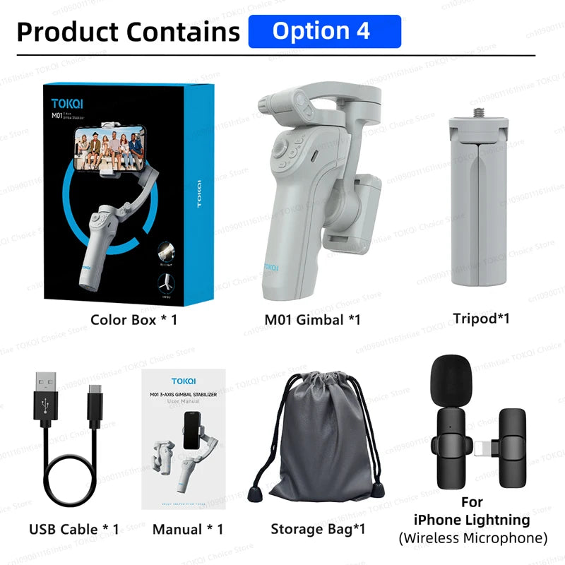 SmartGearPros 3-Axis Smartphone Gimbal – TOKQI M01 Handheld Stabilizer with Anti-Shake Tech & Add-On Options