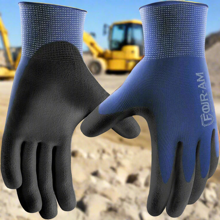 12Pairs Ultra Thin Pu Coated Work Gloves Excellent Grip Nylon Shell Black Polyurethane Coated Safety Work Gloves Knit Wrist Cuff product image showing features or usage