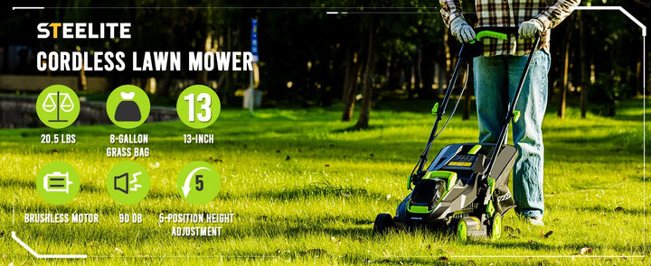 SmartGearPros 13" Electric Lawn Mower – Lightweight 2-in-1 Corded Mower with Grass Catcher