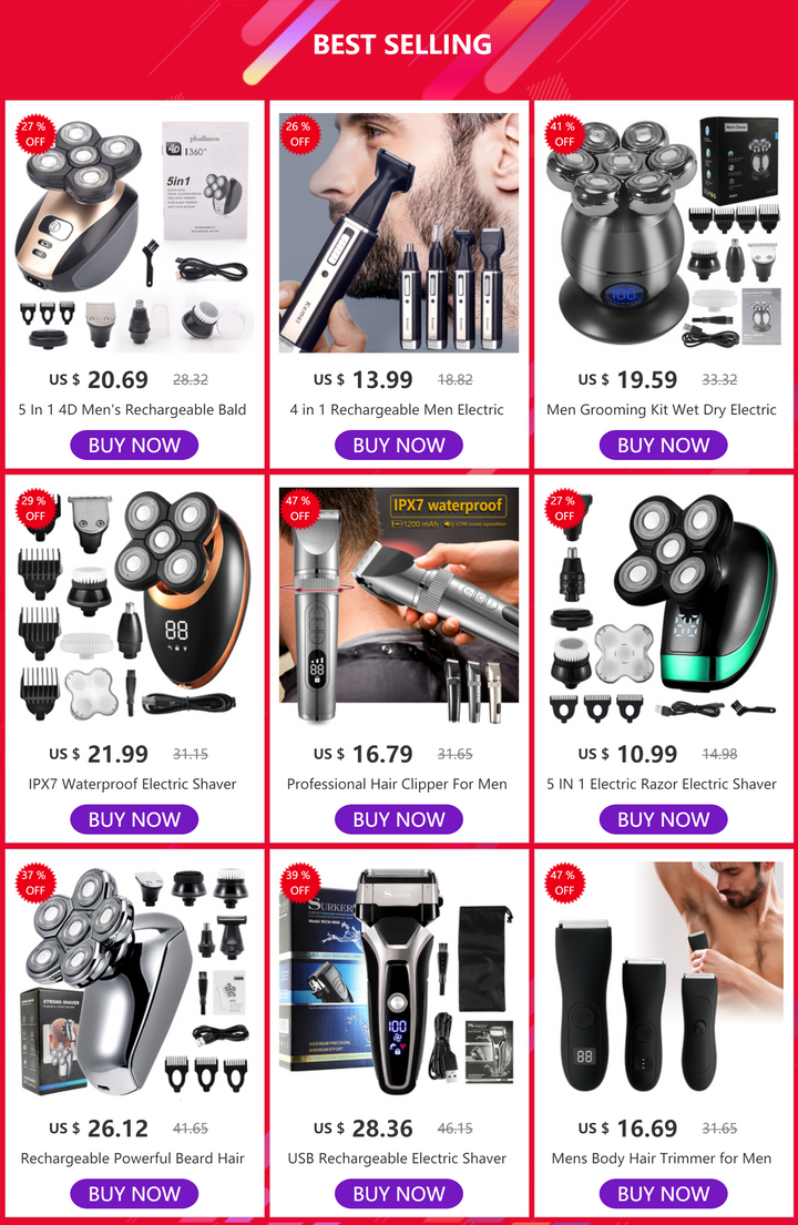 SmartGearPros Waterproof Electric Shaver – Fast Charging, Rechargeable Beard Trimmer & Razor