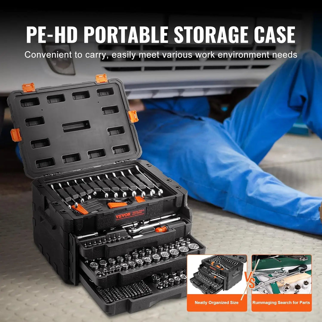 SmartGearPros 799-Piece Mechanical Tool Set – SAE/Metric Sockets, Wrenches, Bits & Case