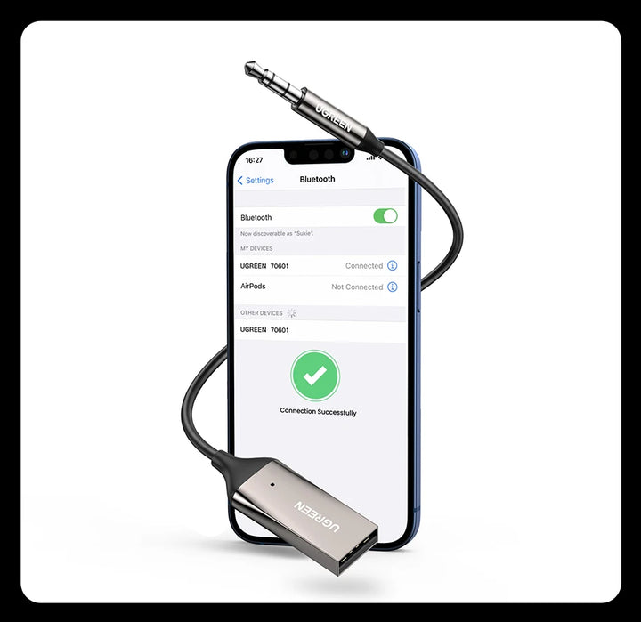 Ugreen Bluetooth Receiver 5 3 Adapter Hands Free Car Kits Aux Audio 3 5Mm Jack Music Wireless Receiver For Car Bt Transmitter product image showing features or usage