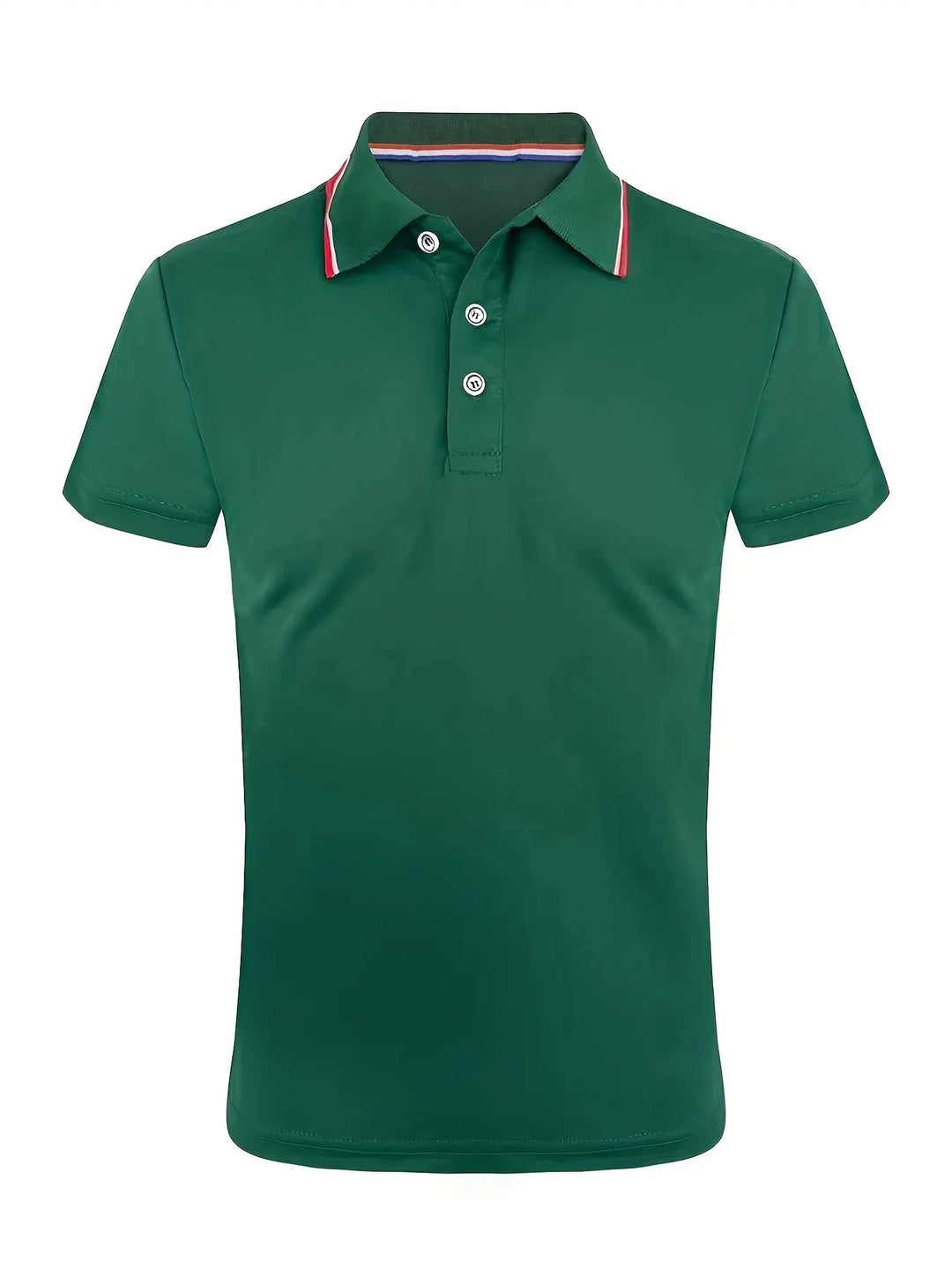 SmartGearPros Men's Polo Shirt in green, breathable polyester polo shirt with button collar and sporty design.