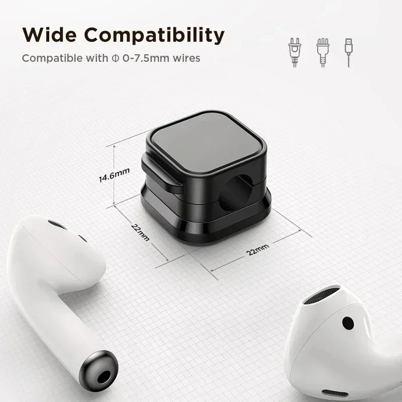 SmartGearPros Magnetic Cable Clip – Adhesive Cord Organizer with Snap-On Holders for Desk, Car & Wall Use