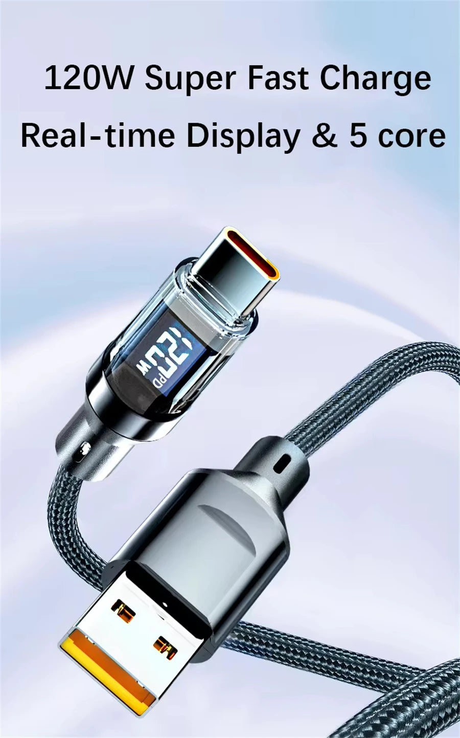 SmartGearPros HyperCharge 120W Cable – Type-C Fast Charger for Phones, Tablets & Laptops