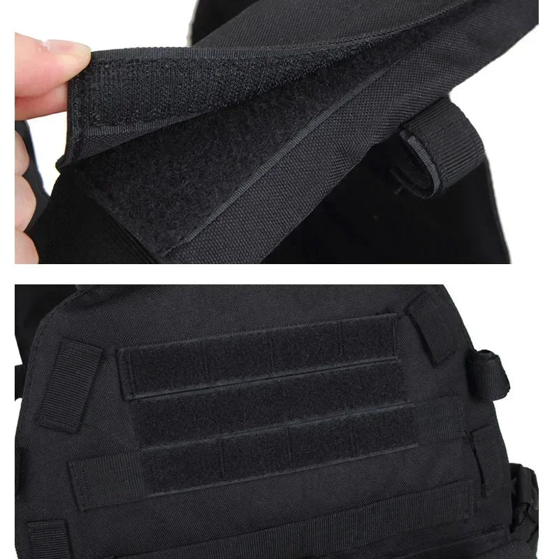 Black tactical belt with multiple straps on a white background