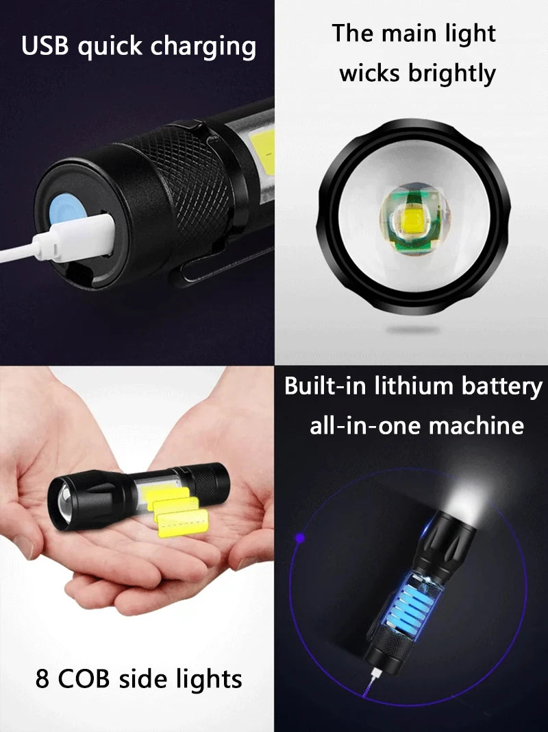 High-intensity beam lighting path during night hike