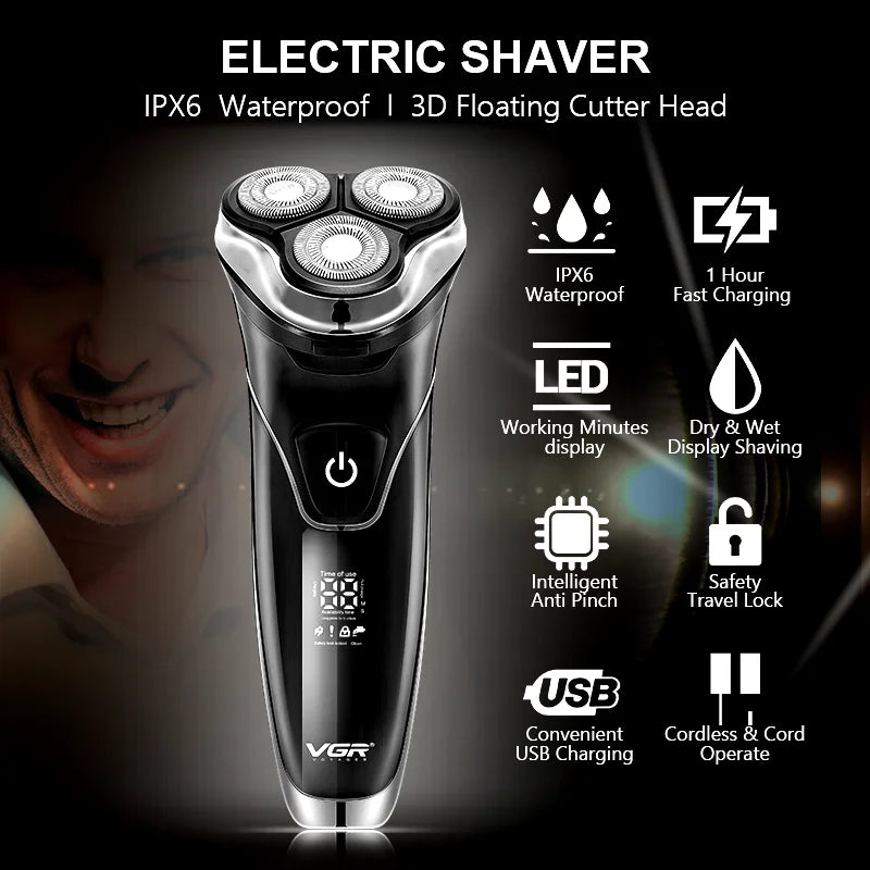 SmartGearPros Waterproof Electric Shaver – Fast Charging, Rechargeable Beard Trimmer & Razor