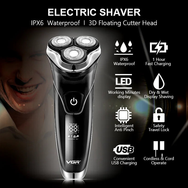 SmartGearPros Waterproof Electric Shaver – Fast Charging, Rechargeable Beard Trimmer & Razor
