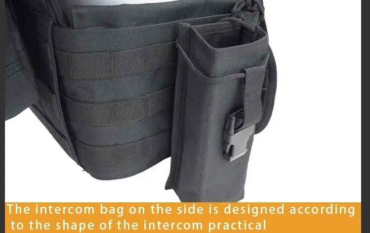 Black tactical intercom bag on a white background