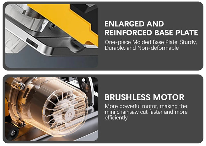 5 Inch Brushless Circular Saw Cordless Rechargeable Chainsaw Battery Set Woodworking One Hand Chainsaw For Dewalt 20V Battery product image showing features or usage