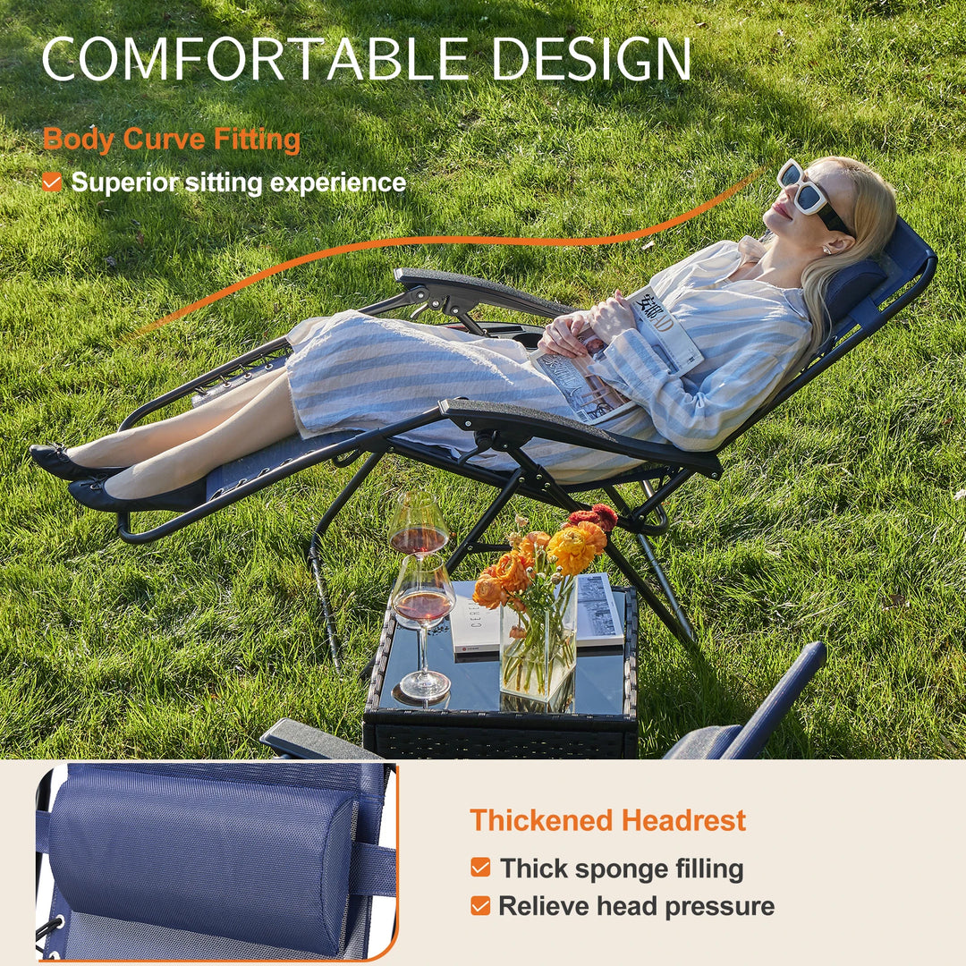 JHK Zero Gravity Recliner Set – 2-Pack Portable Outdoor Lounge Chairs