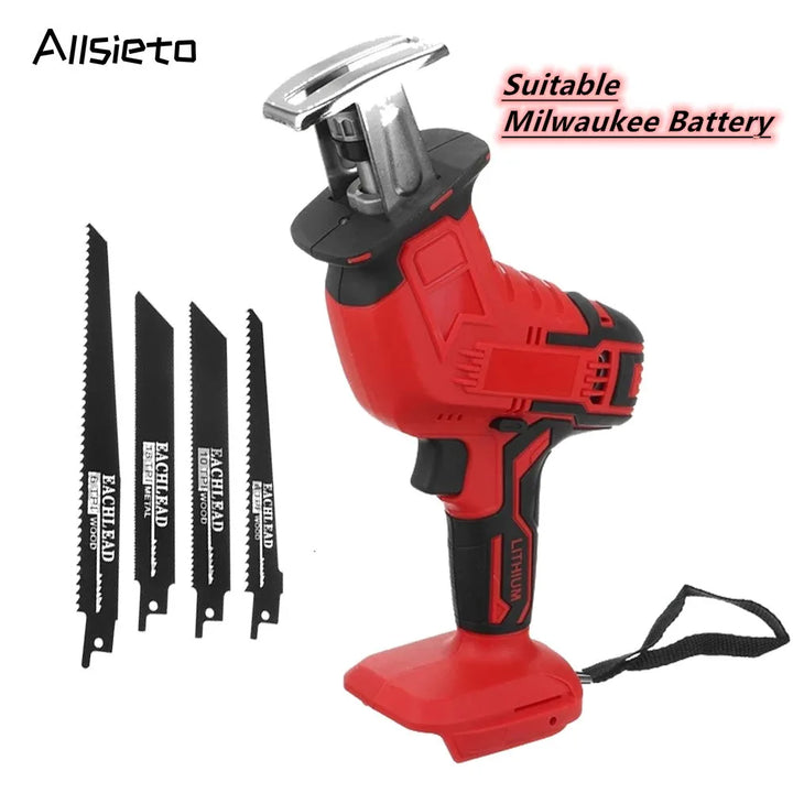 Electric Reciprocating Saw Cordless Rechargeable Multifunction Saw Metal Pipe Wood Cutting Power Tools For Milwaukee 18V Battery product image showing features or usage