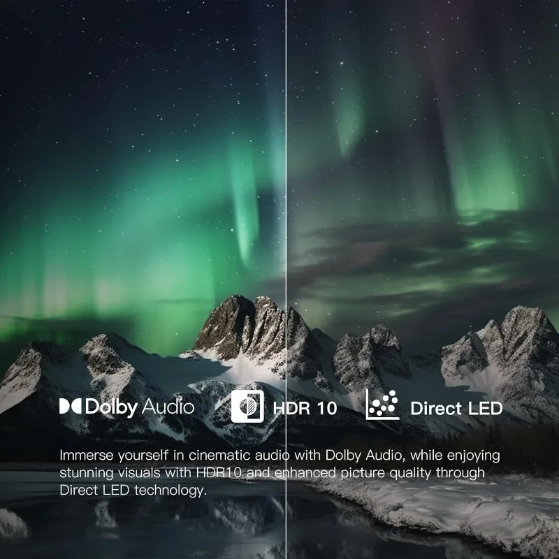 Front view of flat screen TV displaying smart app interface