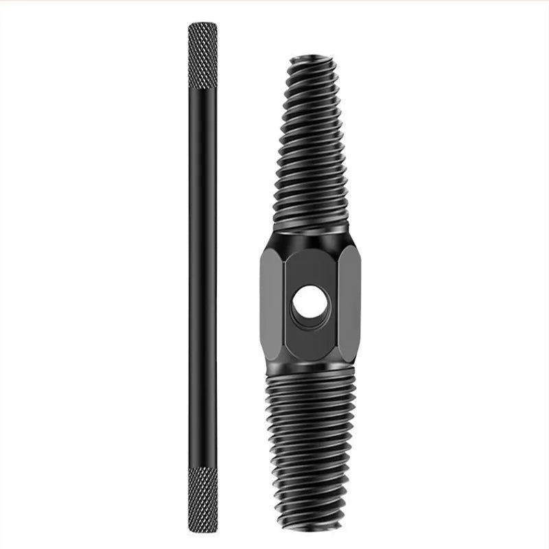 Threaded metal component on a white background