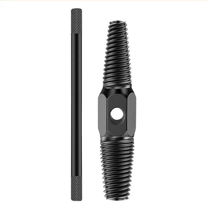 Threaded metal component on a white background