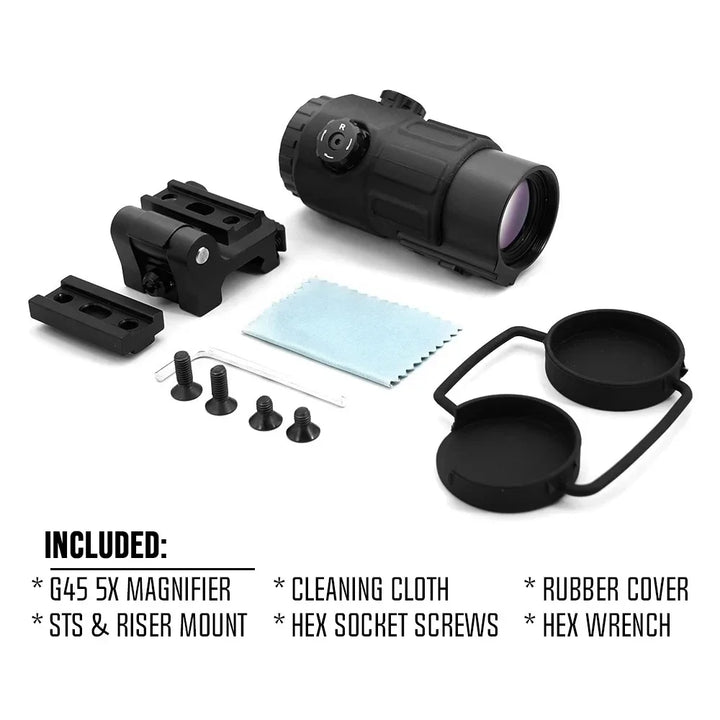 EVOLUTION GEAR G45 Tactical Magnifier – 5x Flip-to-Side Scope