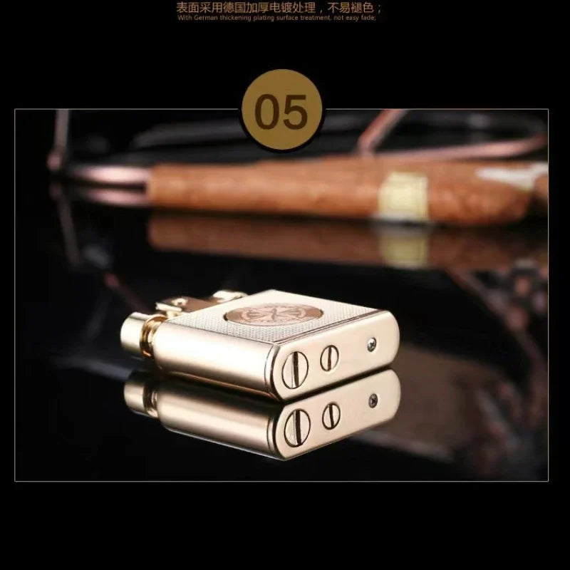 SmartGearPros Retro Brass Cigar Lighter – Windproof Flint Torch with Vintage Style & Refillable Design