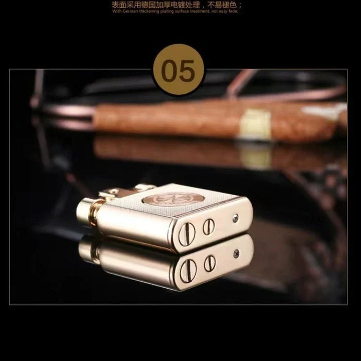 SmartGearPros Retro Brass Cigar Lighter – Windproof Flint Torch with Vintage Style & Refillable Design