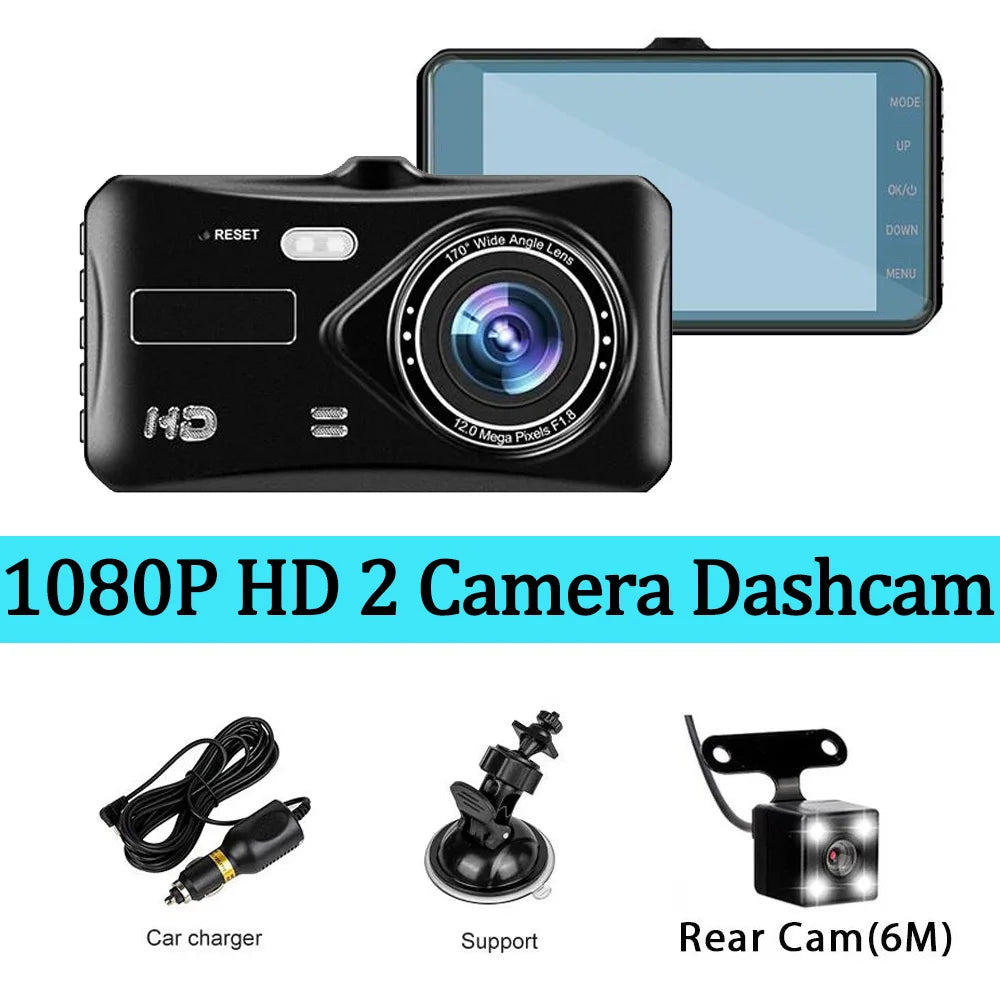 1080P Front & Rear Dash Cam – 4-inch Touchscreen