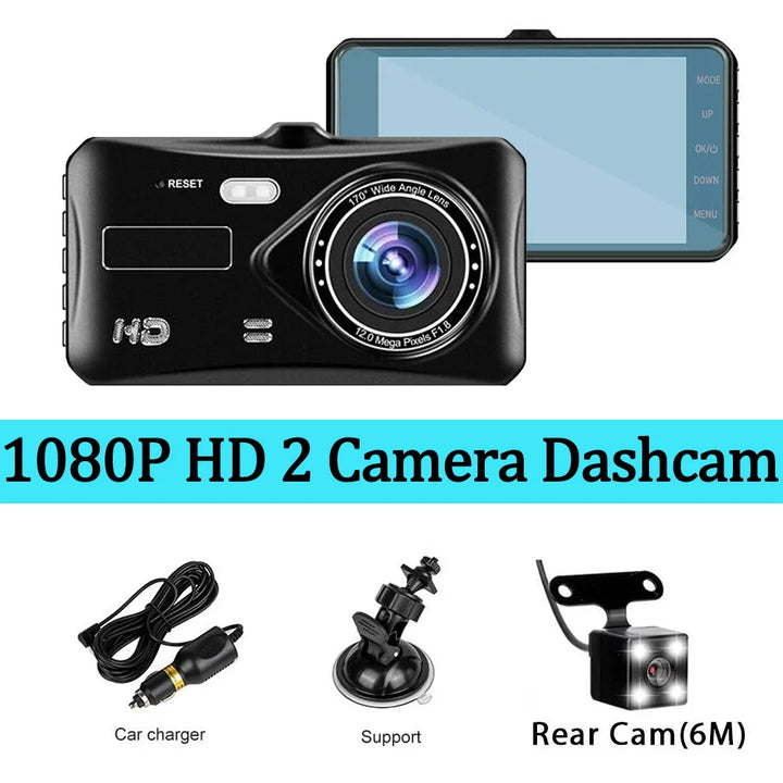 1080P Front & Rear Dash Cam – 4-inch Touchscreen