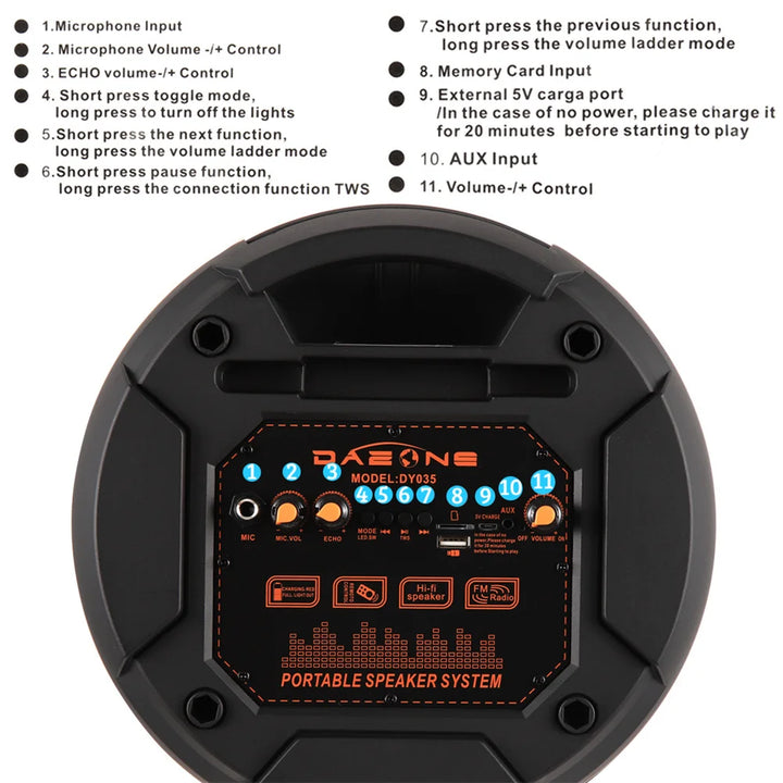 SmartGearPros 6000W Bluetooth Speaker – Portable Subwoofer with Deep Bass, LED Lights & Mic Support