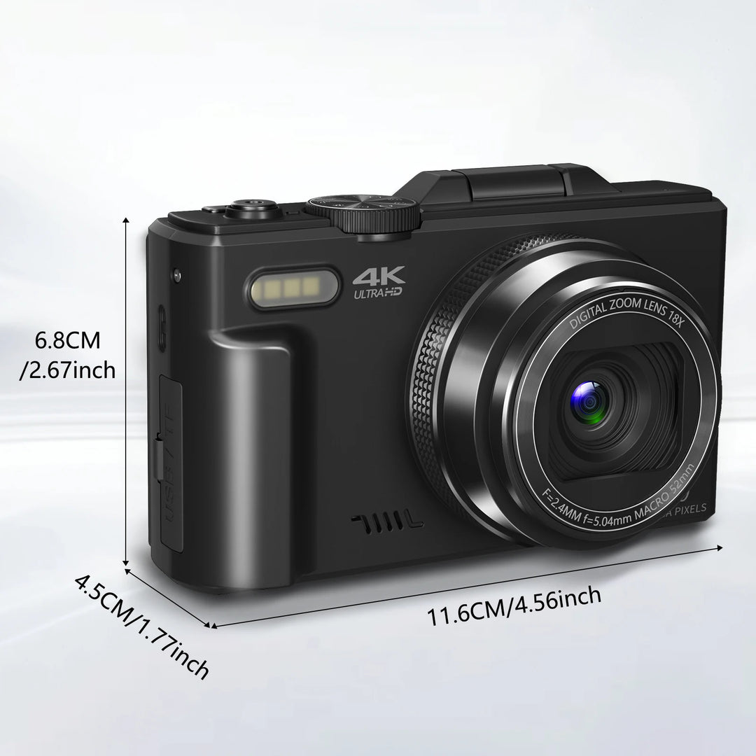 SmartGearPros 4K Compact Digital Camera – 18X Zoom, 48MP Photography & Vlogging Ready