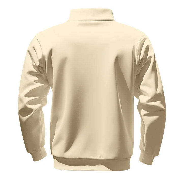Men's Heavy Fleece Sweater - Half-Zip Stand Collar Pullover