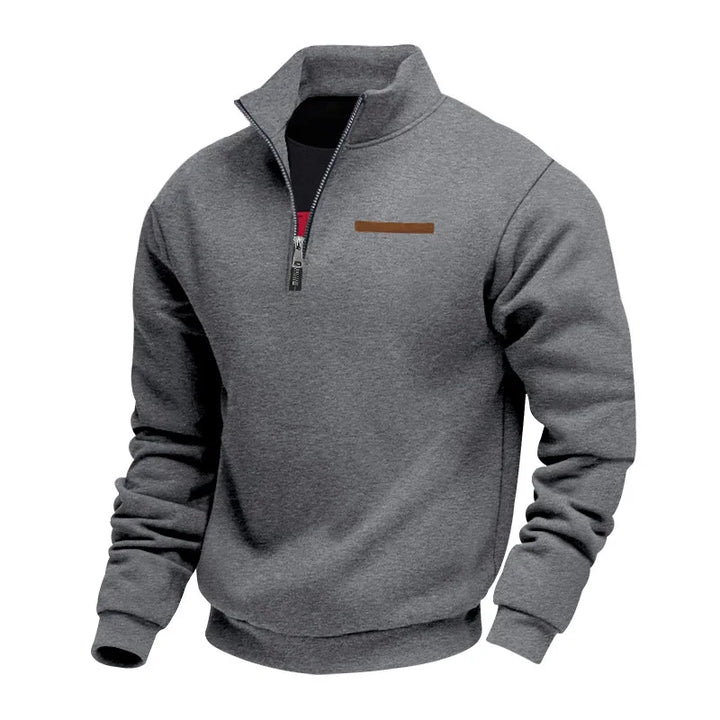 Men's Heavy Fleece Sweater - Half-Zip Stand Collar Pullover