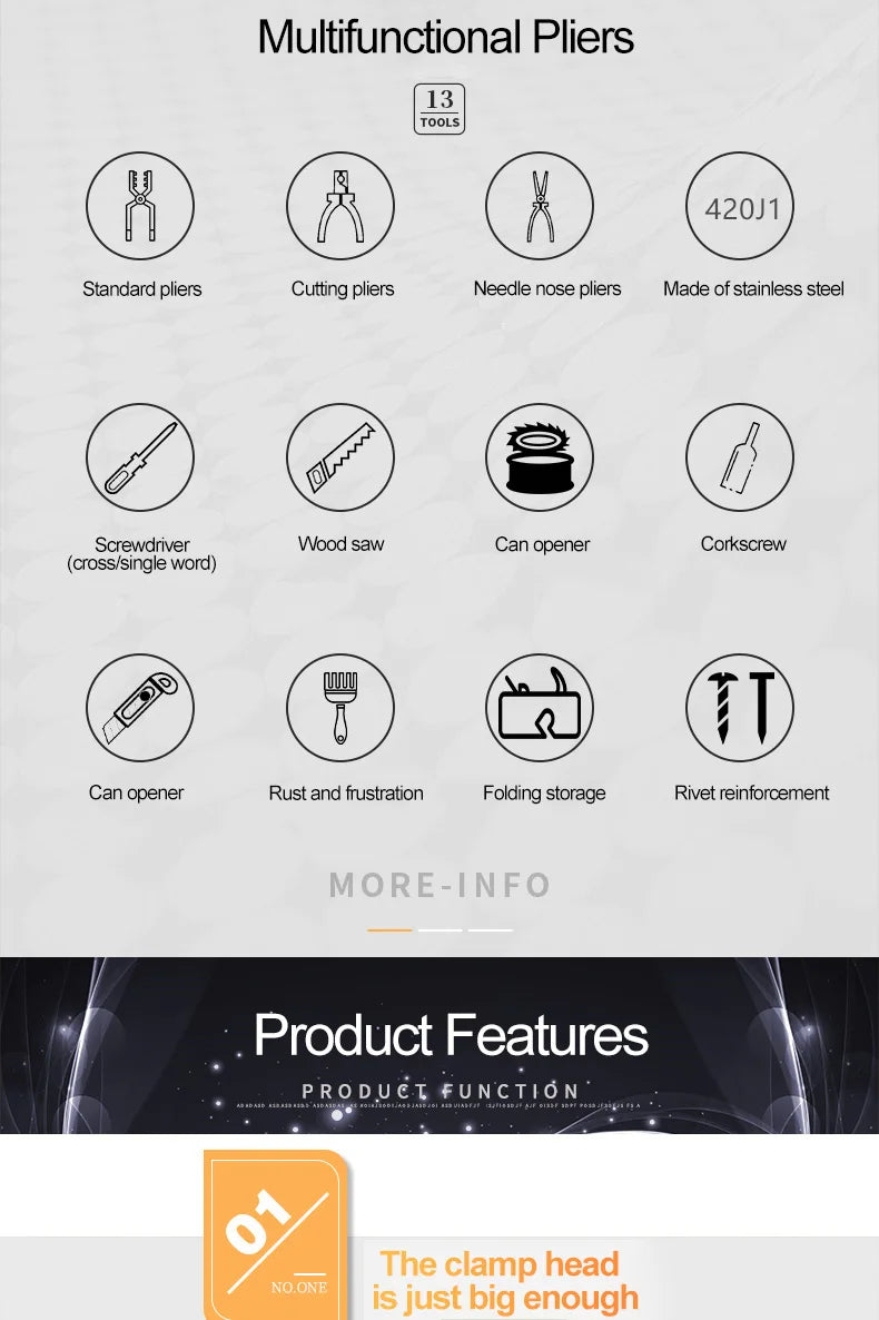 SmartGearPros Folding Multi-Tool – Pliers, Knife, Screwdriver & More in Pocket-Size Stainless Steel Kit