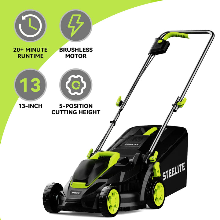 SmartGearPros 13" Electric Lawn Mower – Lightweight 2-in-1 Corded Mower with Grass Catcher