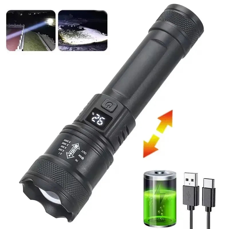 SmartGearPros 1,600,000 LM Super Bright Flashlight – USB Rechargeable, Long-Range Tactical Torch for Camping & Emergencies