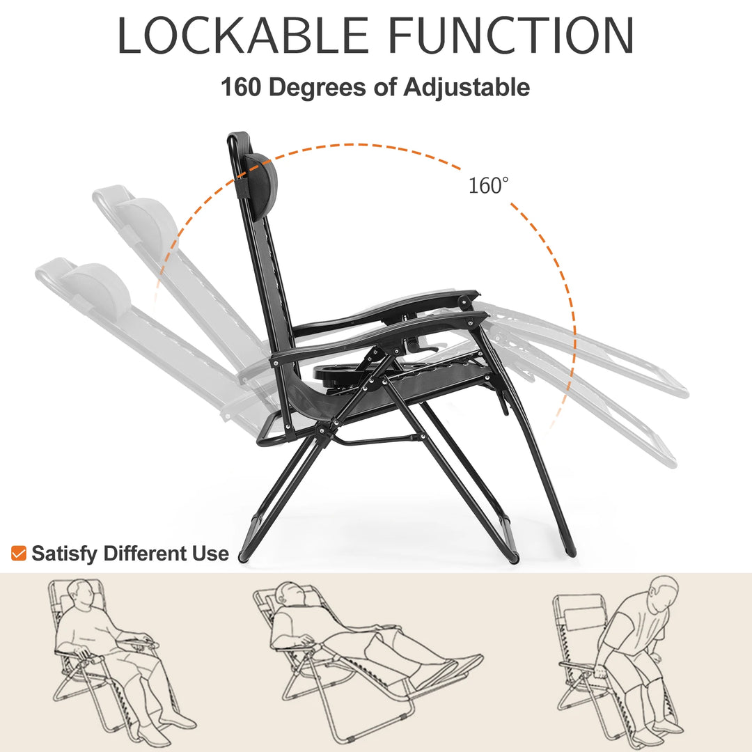 JHK Zero Gravity Recliner Set – 2-Pack Portable Outdoor Lounge Chairs