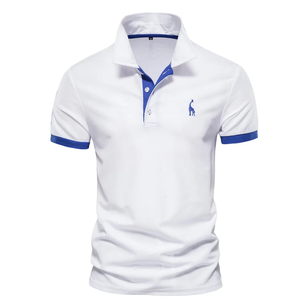 SmartGearPros WildStride Polo – Embroidered Giraffe, Bold Color Blocks & Cool Comfort