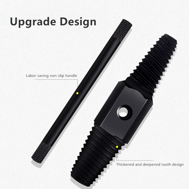 Black tool with non-slip handle and thickened tooth design on a light gray background