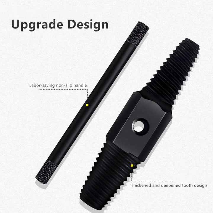 Black tool with non-slip handle and thickened tooth design on a light gray background