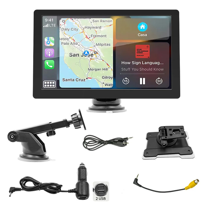 9Inch Universal Portable Carplay Android Auto For Car Screen Wireless Carplay Screen Wireless Car Stereo Radio 1 2 Din Mp5 Audio 1 product image showing features or usage