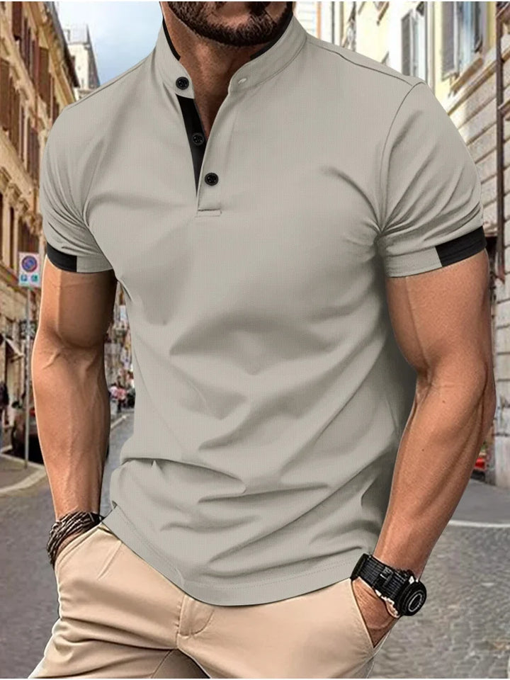 SmartGearPros Stand-Collar Polo – 2024 Summer Fit with Sleek Modern Style