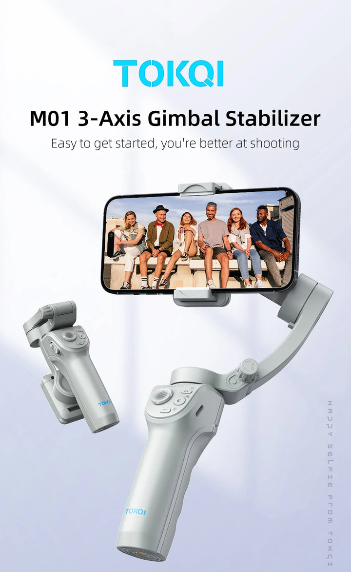 SmartGearPros 3-Axis Smartphone Gimbal – TOKQI M01 Handheld Stabilizer with Anti-Shake Tech & Add-On Options