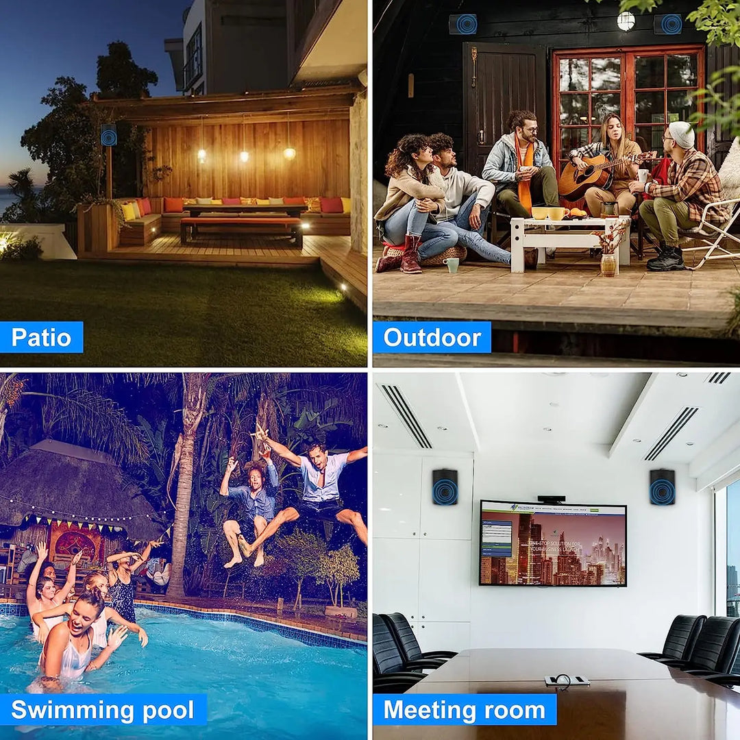 SmartGearPros Waterproof Wall-Mount Speakers – 5.25" Dual Bluetooth Outdoor/Indoor Pair, 300W with Mounting Brackets